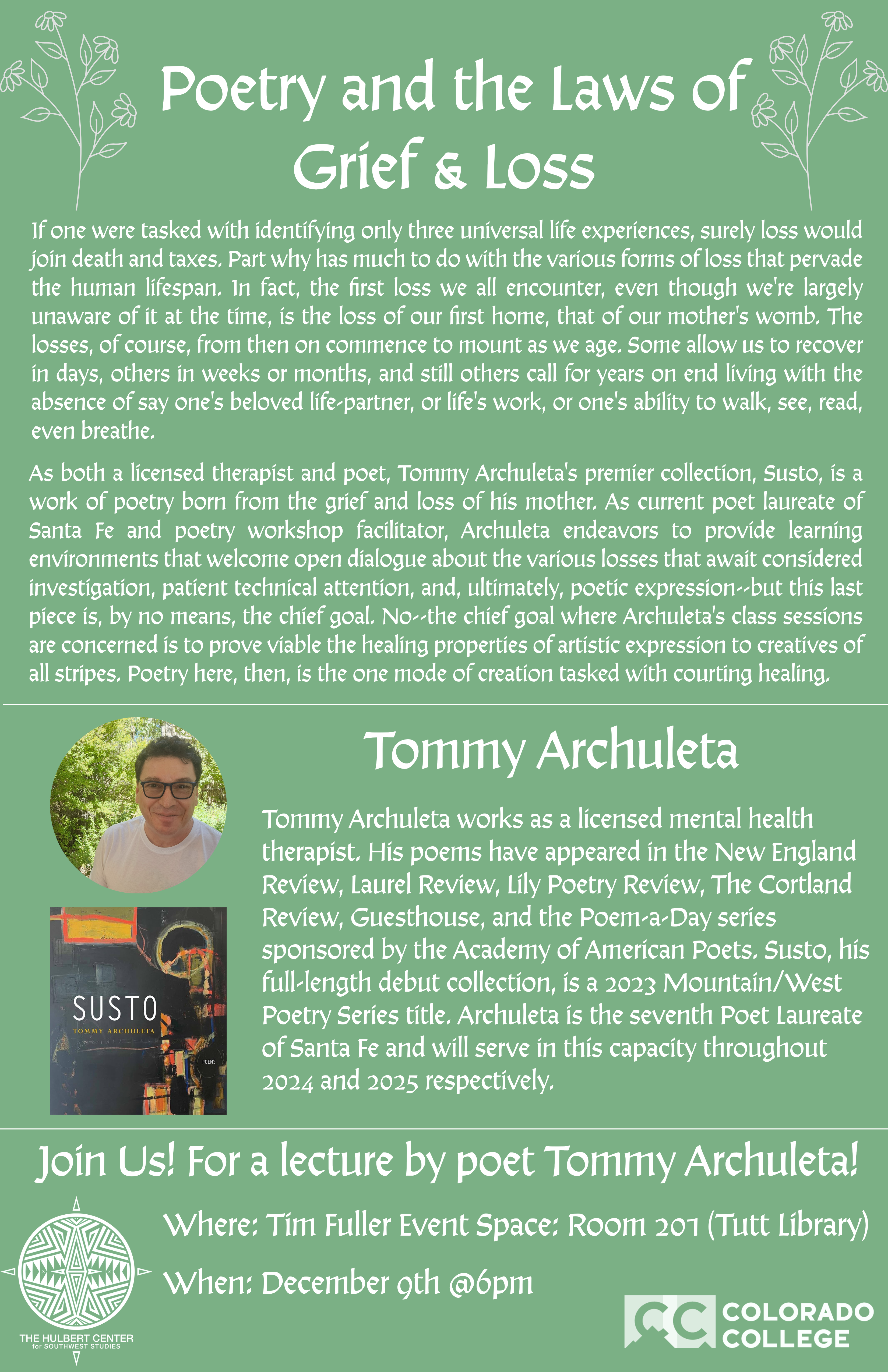 flyer for Tommy Archuleta event