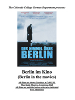 Poster for Berlin im Kino (Himmel ueber Berlin) Poster for Berlin im Kino (Himmel ueber Berlin)