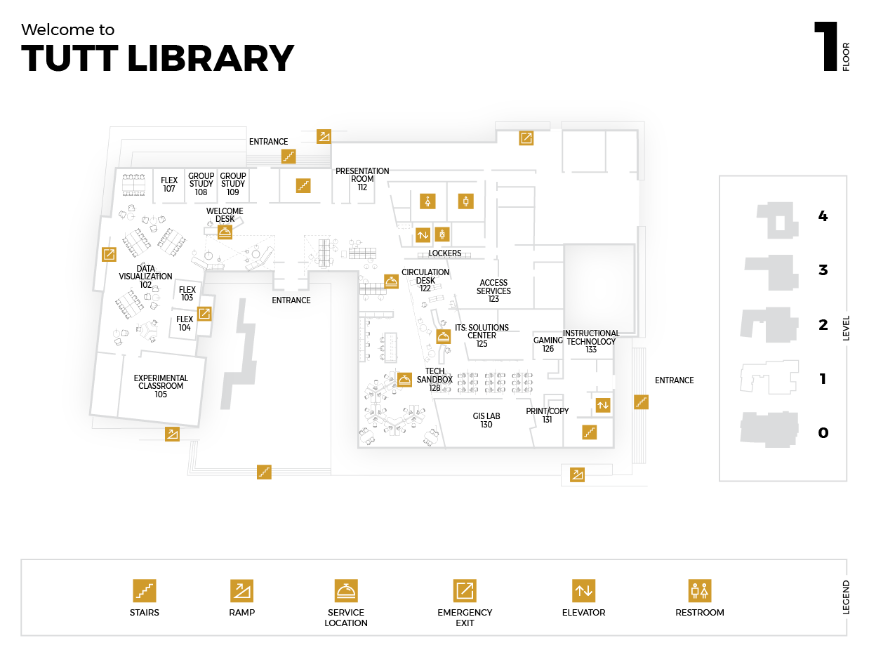 Diagram of the First Floor of the Tutt Library Building