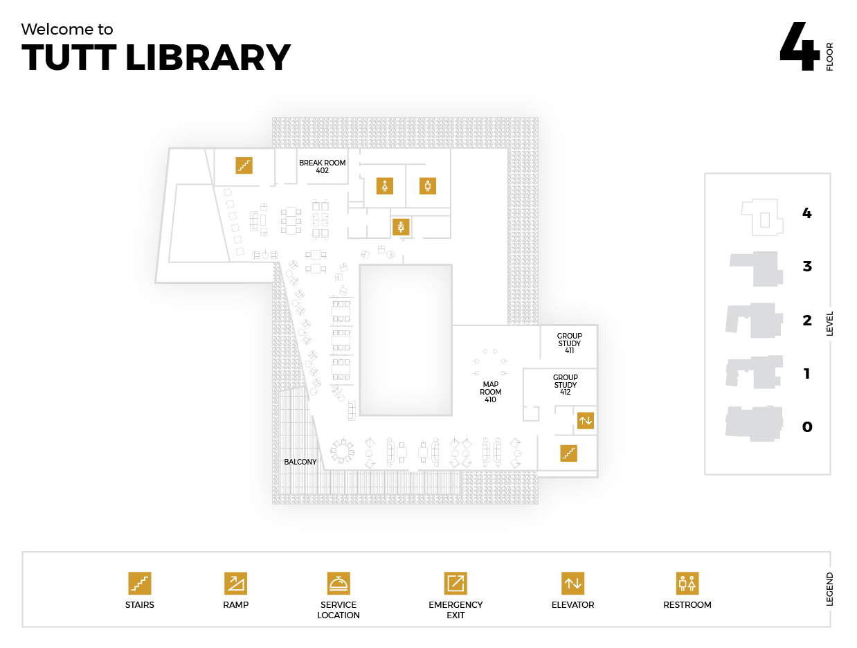 Diagram of the Fourth Floor of the Tutt Library Building