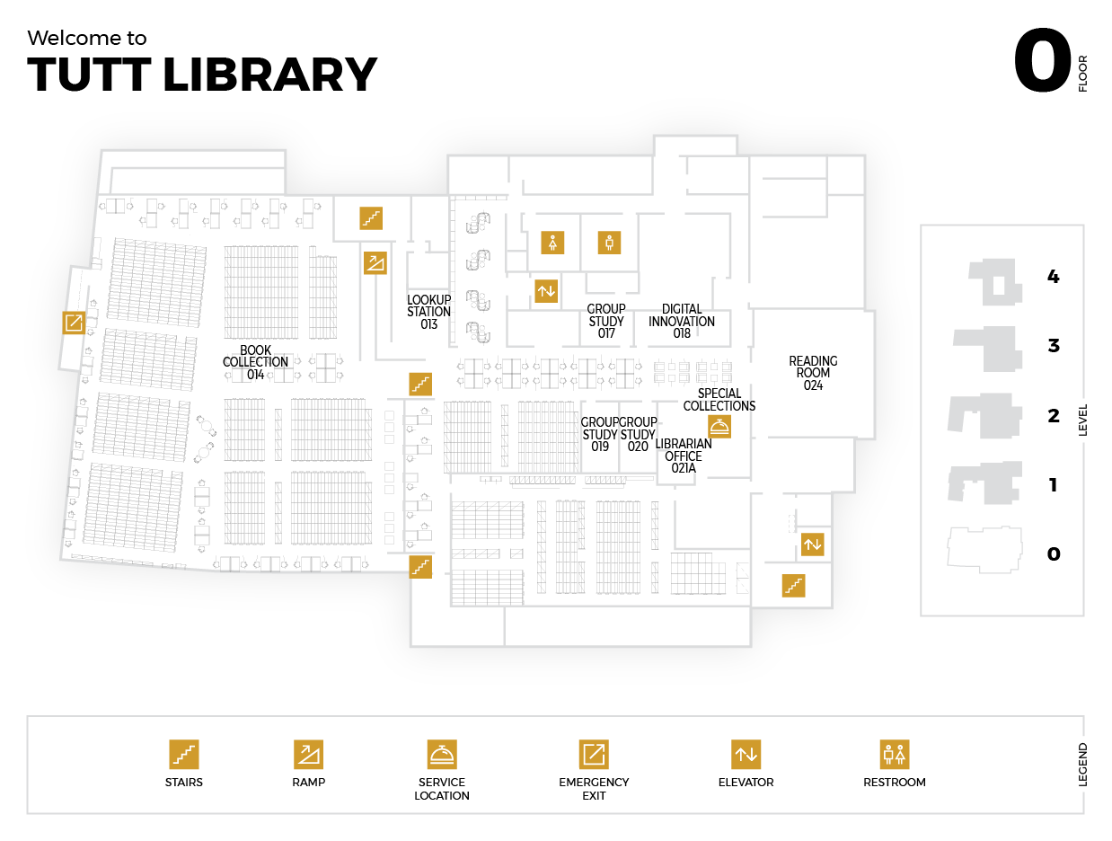 Diagram of the Garden Level of the Tutt Library Building