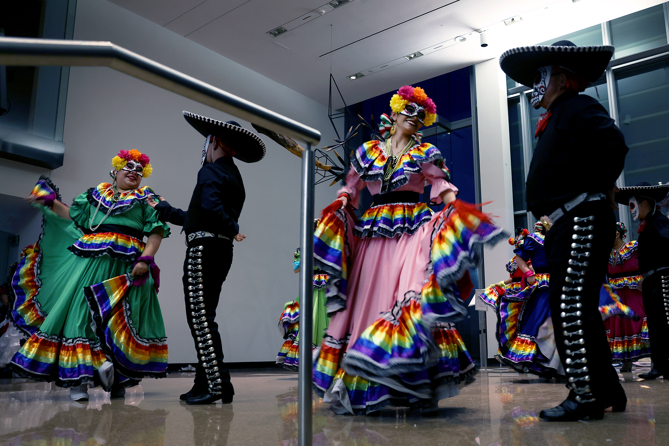 Ballet Folklorico de Barajas perform a traditional Mexican dance at Dia de Muertos on Saturday, Nov. 1 at the FAC. Photo by Jamie Cotten / Colorado College