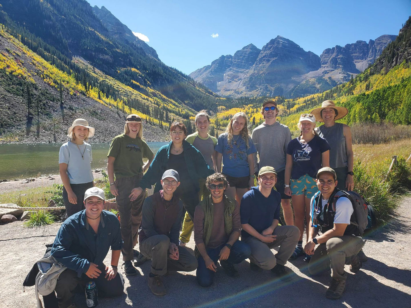 CC students who participated in TREE Semester 2022 are pictured in the Maroon Bells after observing field programing from the Aspen Center for Environmental Studies. Photo submitted by Connor Nolan ’20, M’21.