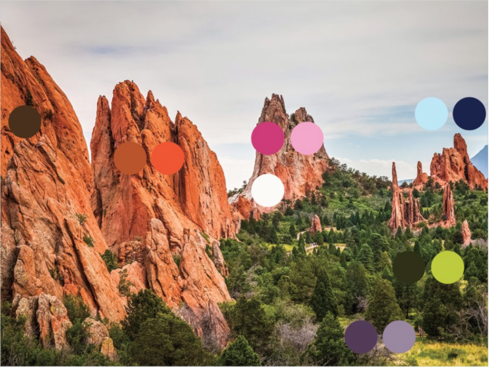 Our secondary color palette was inspired by the beautiful scenery of Colorado.