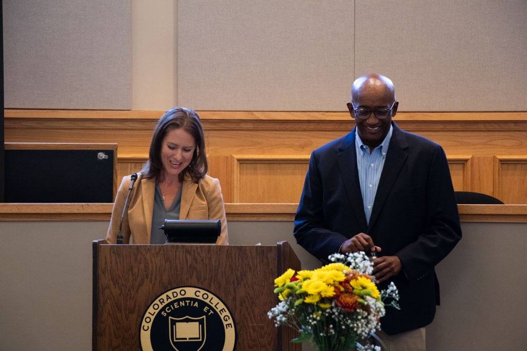 Mike Edmond's at his honoring ceremony