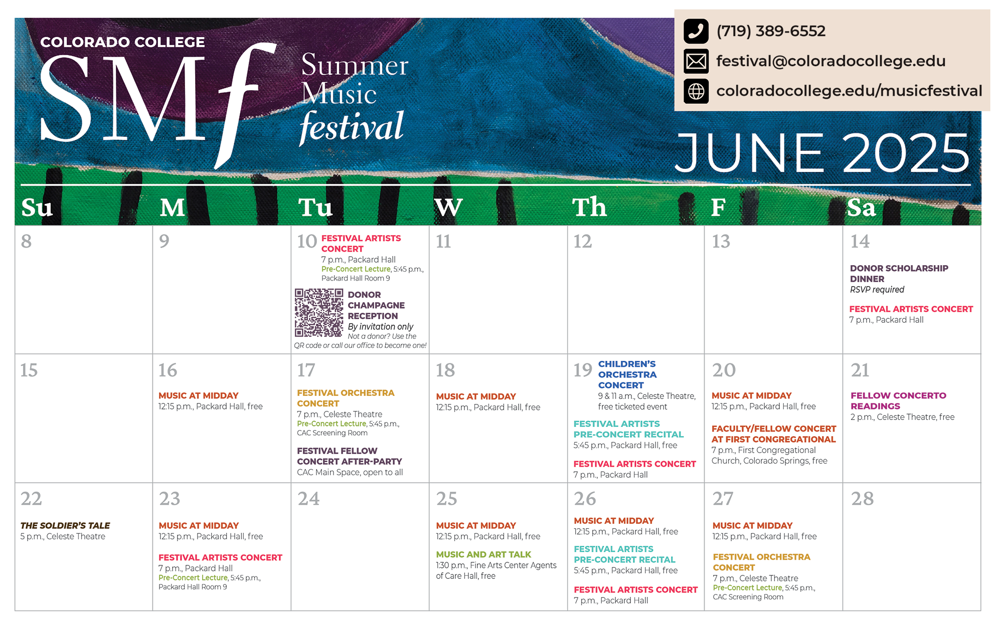 All concerts and events on a June calendar