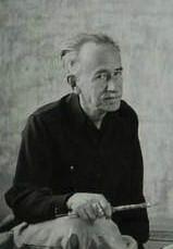 Black and white image of artist Mary Chenoweth