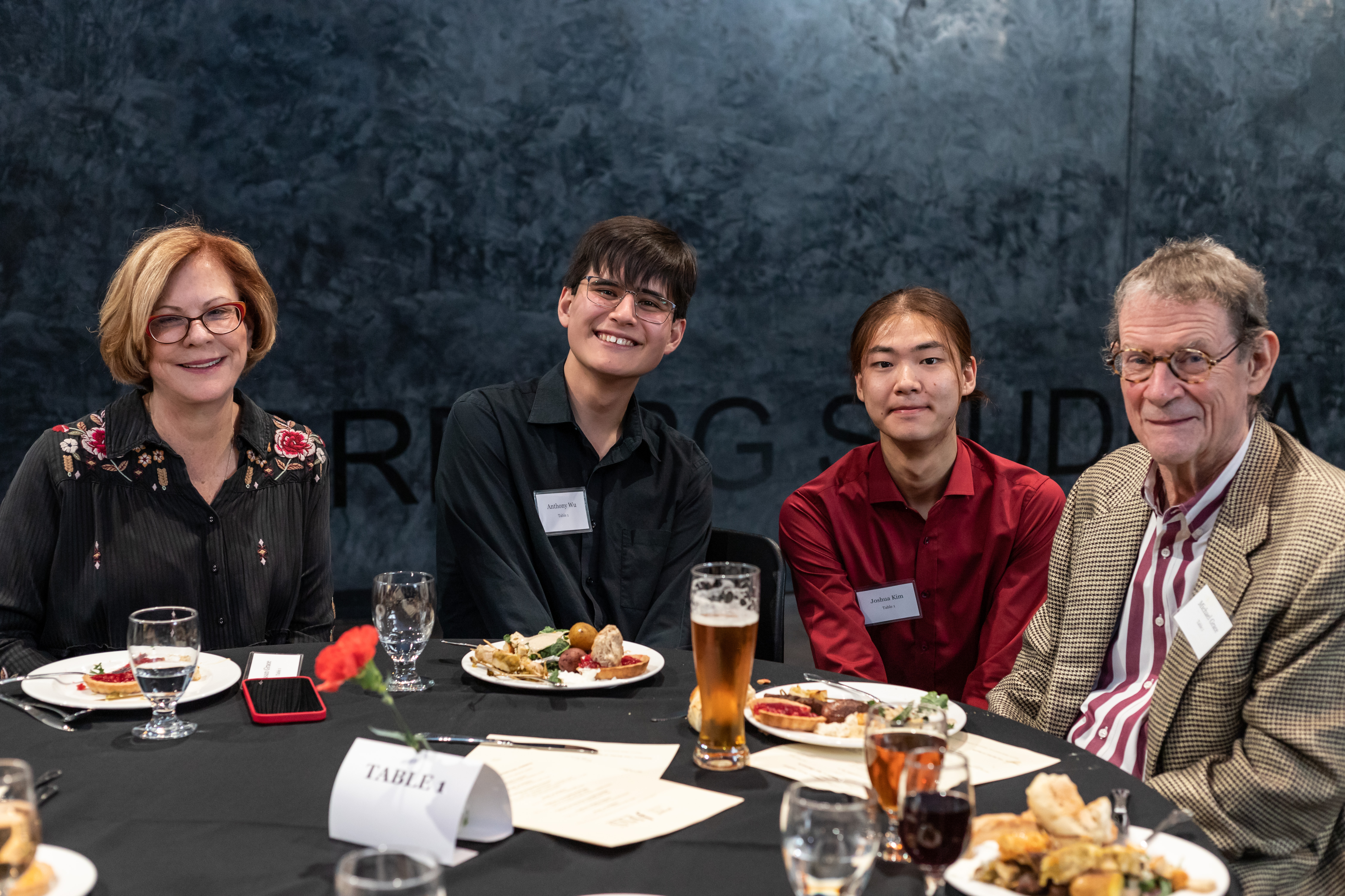 Music Director Susan Grace and Michael Grace with sponsored Fellows Anthony Wu and Joshua Kim <span class="cc-gallery-credit">[Sienna Busby]</span>