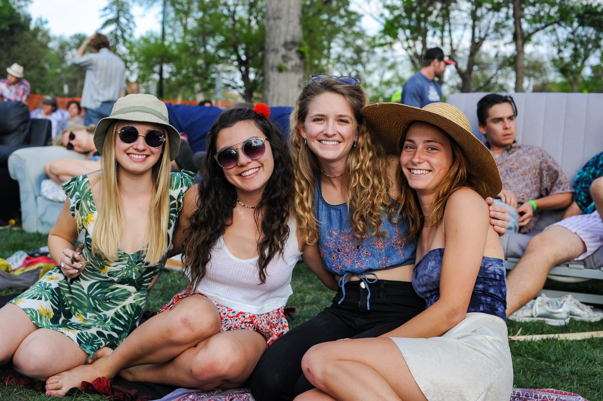 Students take a group selfie